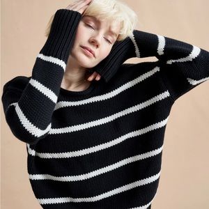 La Ligne Black and White Striped Sweater